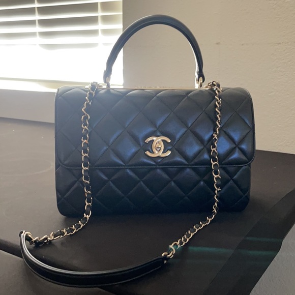 Chanel Trendy CC Black Lamb skin leather GHW - Picture 1 of 17